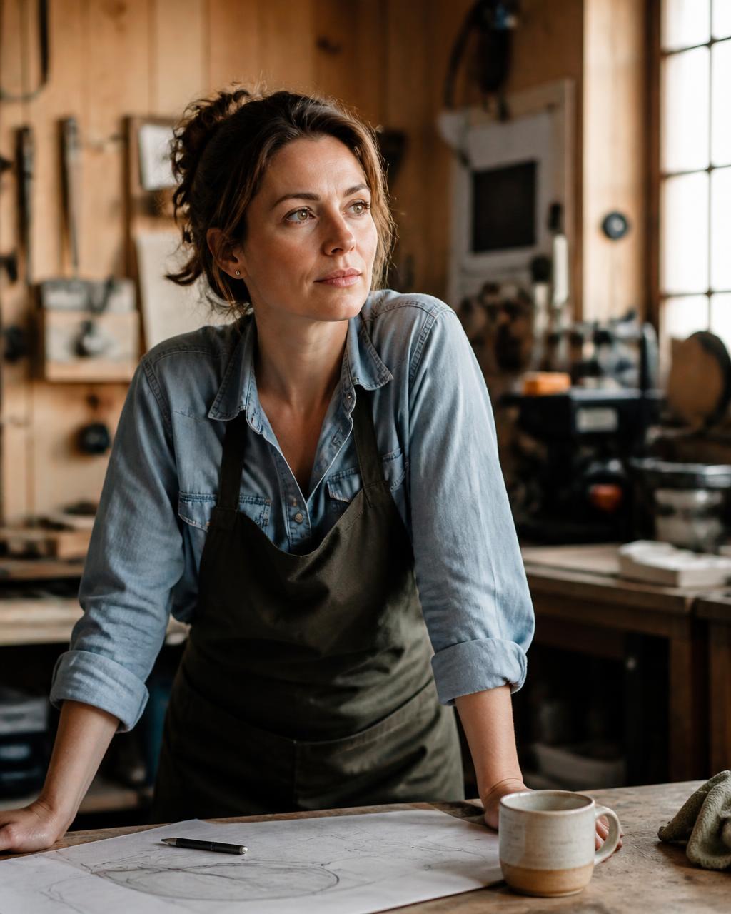 Zelfstandig ondernemer in haar atelier