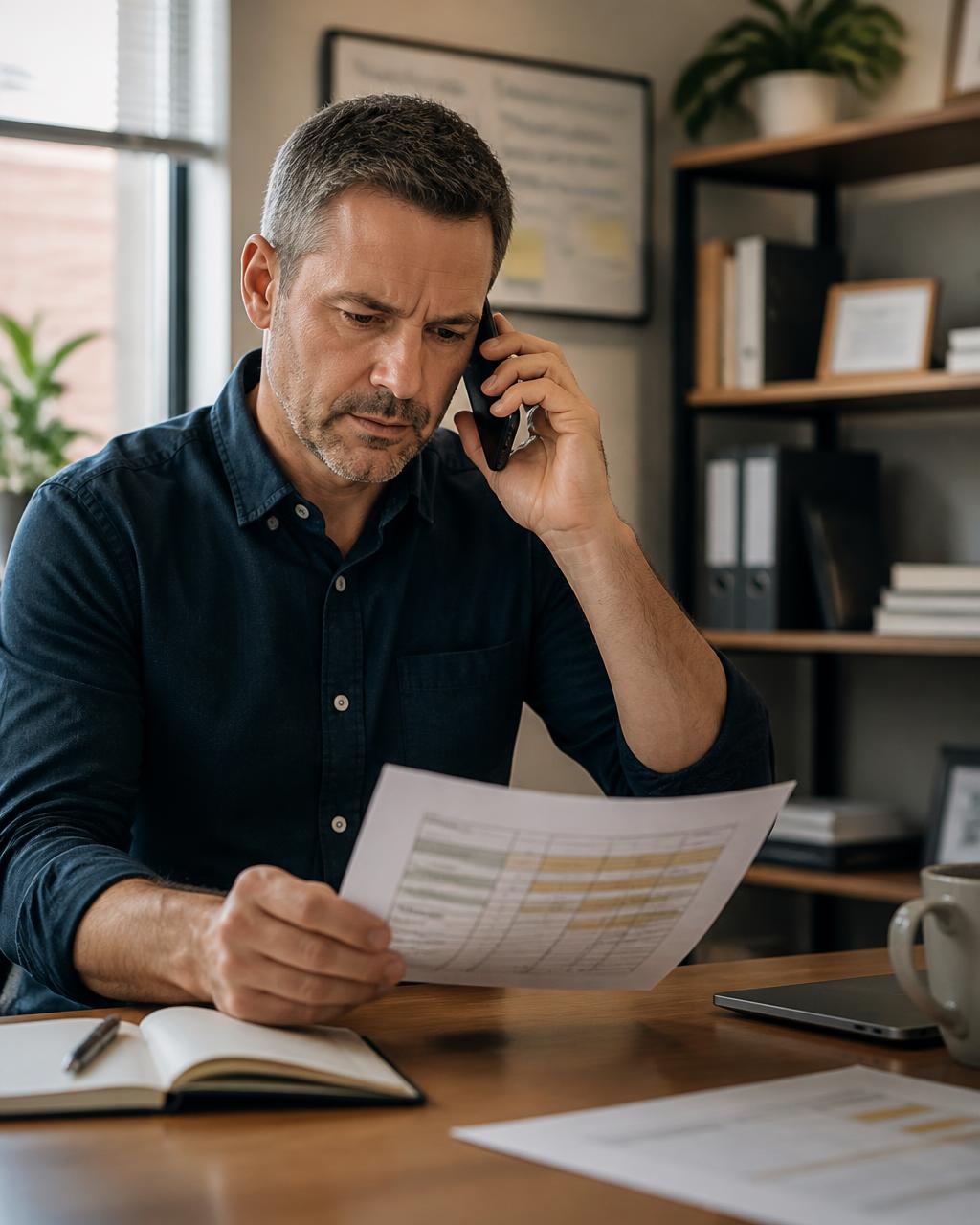 Werkgever overlegt telefonisch over de planning bij ziekte van een medewerker